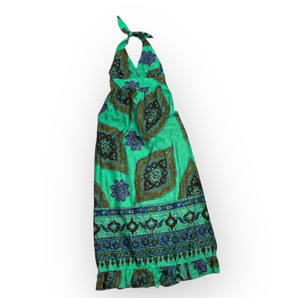 Yasmin Sidra Honolulu Hawaii Dress Green Blue Paisley Texture Whimsical Vacation